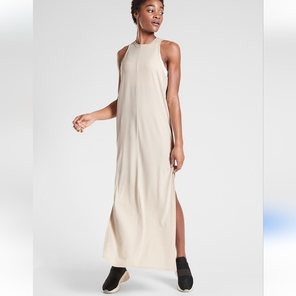 Athleta Dresses & Skirts - Athleta Beige Destination Slit Maxi Dress Size Small